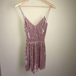 PACSUN LA hearts pink velvet romper